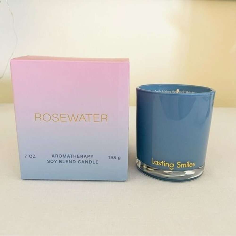 Lasting Smiles Aromatherapy Soy Blend Candle Rosewater 7 oz